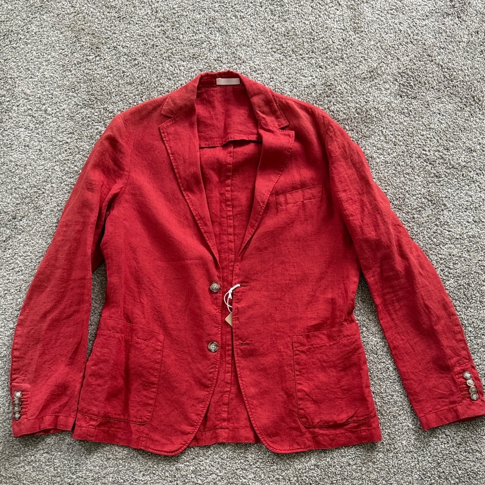 Altea Red Linen Sport Coat Blazer